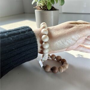 Elegant Cream Beaded Stretch Bracelet